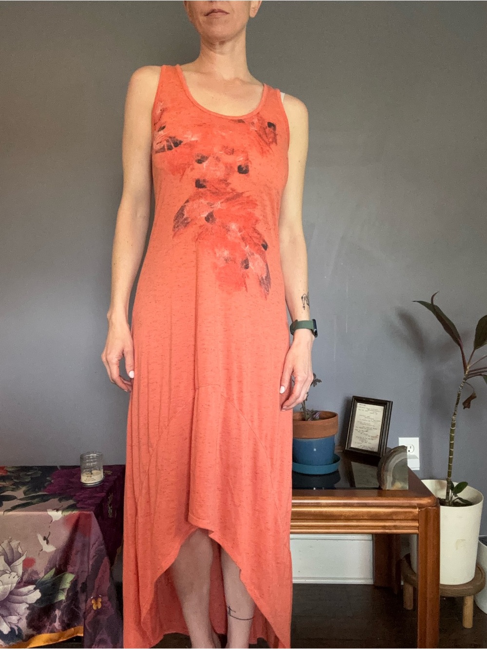 Mudd Coral Sleeveless High-Low Maxi Dress